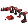 PWR CORE 20™ 20V 4-Tool Combo Kit; Drill Driver, Impact Driver, Reciprocating Saw, Spot Ligh
