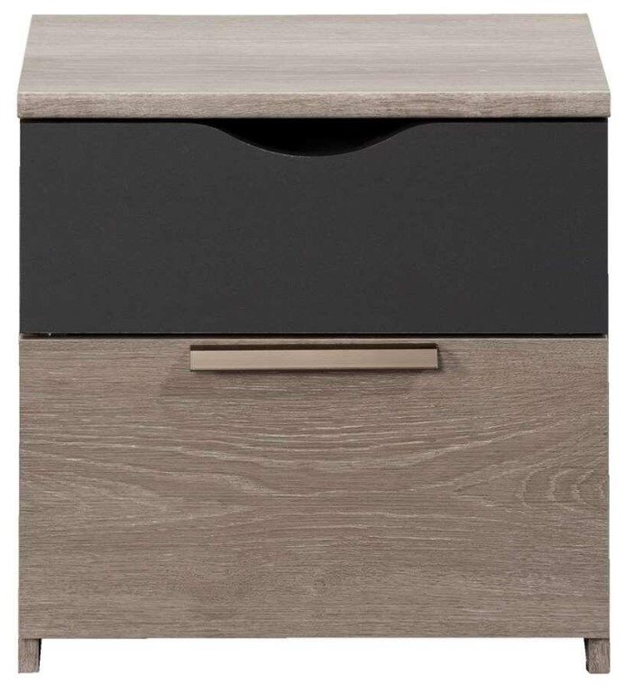 Bedside Table Tempo - 2 Drawers - Gray Oak Color / Anthracite