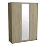 3-Door 1-Mirror Wardrobe - Oak/Clay