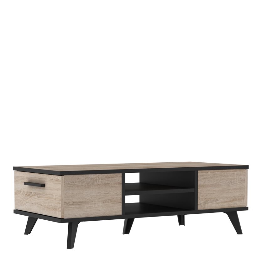 Coffee Table 2D / 1 Shelf	&apos;Wayne	&apos; - Oak/Black
