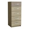 4+1-Drawer Narrow Chest 'Graphic' - Oak/Clay