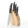 Granger 5 pc Cutlery Set W/Halfmoon Natural Wood Block - Black ABS Handle - Full Tang W/Triple Rivets - SS - 1.8/1.5 mm
