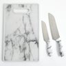 Beaumont 3 pc Cutlery Set W/ PP Board - Marble Look - TPR Handle - SS - 1.8/1.5 mm - O/S