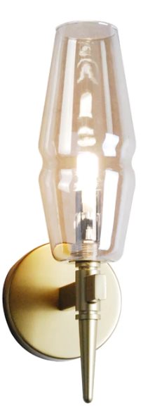 1Xg9-Led Wall Lamp (Not Included), Satin Gold V. Cognac Finish, 110-240V, 50-60Hz