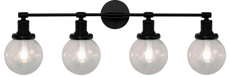 Bathroom Wall Lamp 4Xe27-40W (Not Included) A19 Matte Black Finish, Dimensions 87X30X20Cm