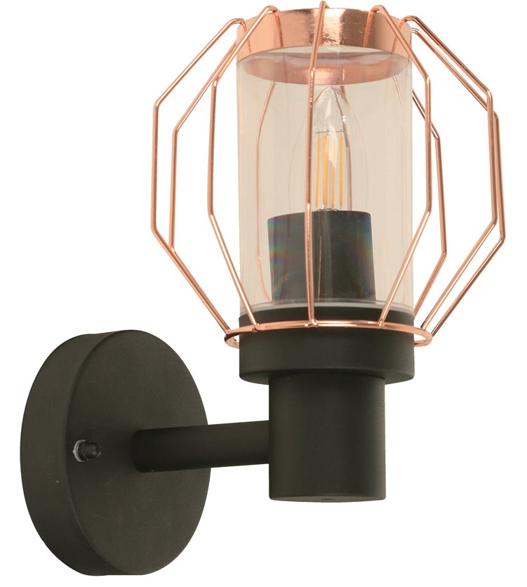 Outdoor Wall Lamp Black & Rose Gold