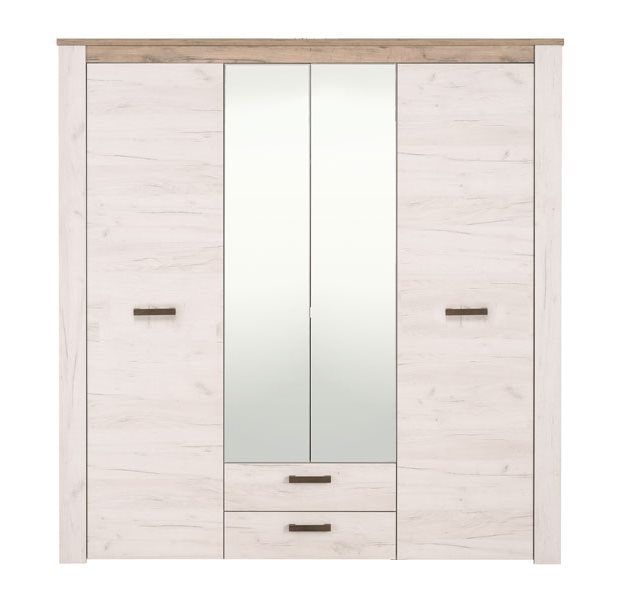 Kent Wardrobe - 4 Doors/2 Drawers - White Oak