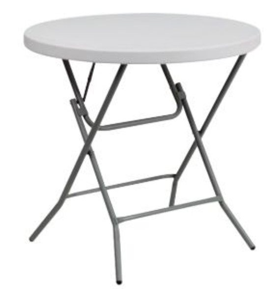 Round Folding Table - Granite White