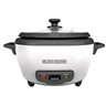Black & Decker Rice Cooker, 6 Cups with Glass Lid and Steamer