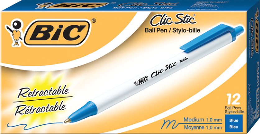 12-Pack Medium Blue Retractable Pens by Bic